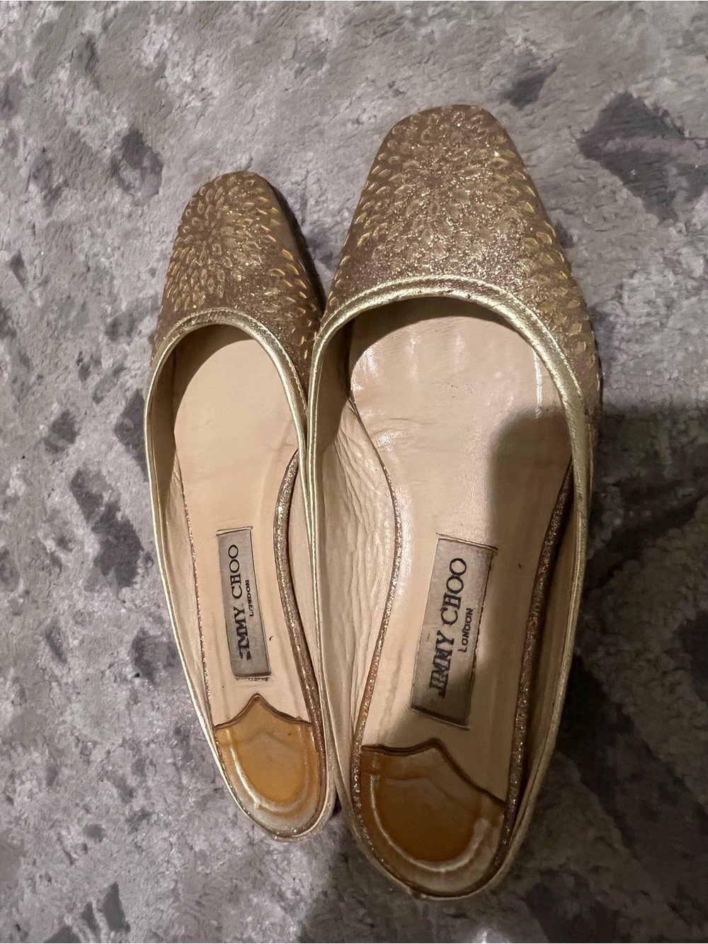 Jimmy Choo Gold Embellished Flats